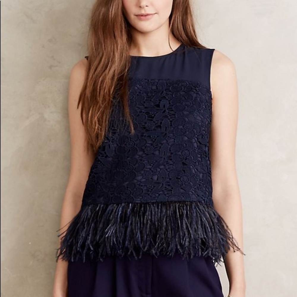 Anthropologie GreyLin Lace Feathered Fringe Top